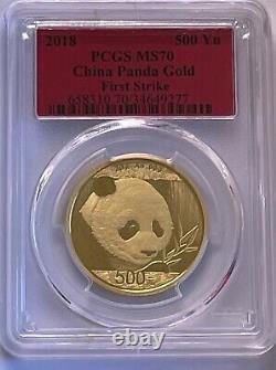 2018 China 500 Yuan Gold Panda PCGS MS70 First Strike
