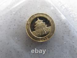 2018 China Gold Panda 10 Yuan (1 Gram. 999). Shenzhen Guabao Mint. Sealed