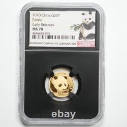 2018 China Panda 5-Coin Gold Set 57 grams NGC MS70 ER Early Releases