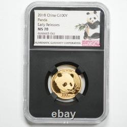 2018 China Panda 5-Coin Gold Set 57 grams NGC MS70 ER Early Releases