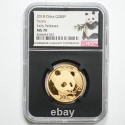 2018 China Panda 5-Coin Gold Set 57 grams NGC MS70 ER Early Releases