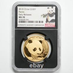 2018 China Panda 5-Coin Gold Set 57 grams NGC MS70 ER Early Releases