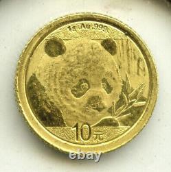 2018 China Panda 999 Gold 1 Gram Coin 10 Yuan Chinese Bullion J254