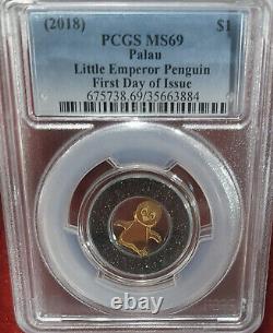 2018 Gold Palau Little Emperor Penguin Figural $1 Coin PCGS MS69 1st Day OfIssue