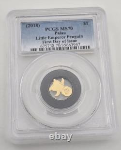2018 Palau Emperor Penguin Gold FDOI PCGS MS70 9999 Pure Half Gram