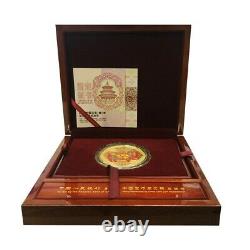 2019 150 gram Chinese Colorized Gold Lunar Year of the Pig 2000 Yuan withBox &