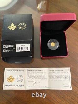 2019 25-Cent Pure Gold Coin 40th Anniversary GML 99.99% Royal Canadian Mint