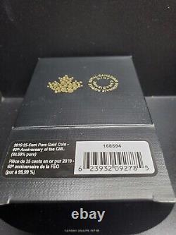2019 25c. 9999 Gold Reverse Proof Coin- 40th Anniversary of the Gold Maple