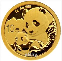 2019 Chinese Panda 1 Gram. 999 Gold 10 Yuan FV Mint Sealed Limited BU Coin