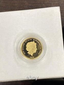 2019 New Zealand First Ever Gold Quarter Sovereign 22K 50¢ 2Gm BU capsuled C/A