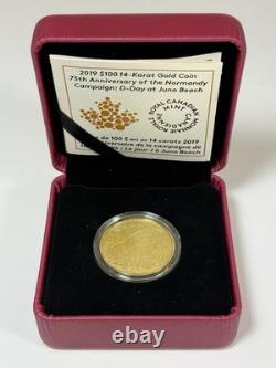 2019 RCM $100 14-Karat Gold Coin 75th Anniversay D-Day at Juno Beach 12 Grams