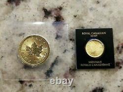 2020 1 Gram Gold Canadian Maple Leaf MapleGram & 2017 1/20 Maple Leaf. 9999 Pure