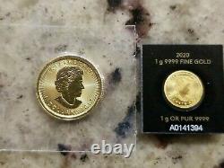 2020 1 Gram Gold Canadian Maple Leaf MapleGram & 2017 1/20 Maple Leaf. 9999 Pure