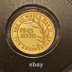 2020 $2 End of WWII 75th Anniversary 0.5g Gold Coin on Card