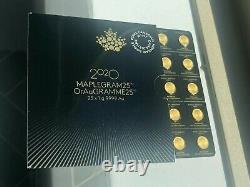 2020 25X1 Gram Canadian Mint Maplegram. 9999 Gold (in Assay) Free Shipping