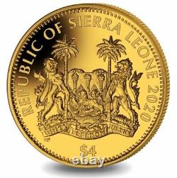2020 $4 Sierra leone TIGER Big Cats 0.5 Grams GOLD Coin