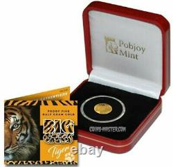 2020 $4 Sierra leone TIGER Big Cats 0.5 Grams GOLD Coin