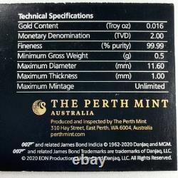 2020 BOND JAMES BOND 007 0.5 Gram. 9999 Pure Gold Coin in Card