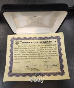 2020 Buffalo $25 Cook Islands Gold. 9999 1.2 Grams AGW withCOA