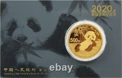 2020 CHINA Panda Gold 30g gram 500 Yuan coin Sealed Assay Card
