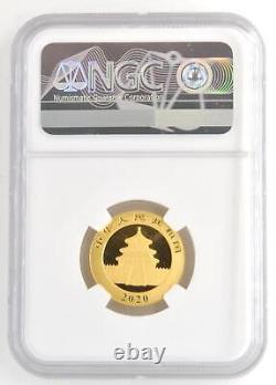 2020 China 100 Yuan 8 Gram. 999 Fine Pure Gold Panda Coin NGC Graded MS70