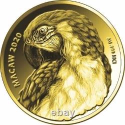 2020 Congo 999 Gold Coin Parrot Bird Caribbean Wildlife WWF 1/3g Pure Gold Proof