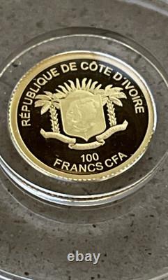 2020 Ivory Coast Proof. 9999 1/2 g Gold Coin Save the Ocean Coral 100 Francs CFA