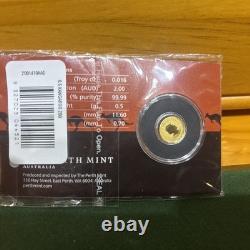 2020 Kangaroo- 1/2 Gram. 9999 Fine Gold Coin In Capsule With Assay Card