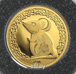 2020 Lunar Mouse (rat). 5 Gram Gold $1 Gem Proof Capsule -coa- $118.88
