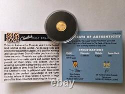 2020 Sierra Leone 0.5 Grams Of Gold Big Cats Cheetah? $4 Coin Limited Edition