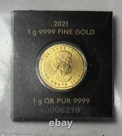 2021 1-gram. 9999 Fine Gold From Royal Canadian Mint -bu-sealed At The Mint