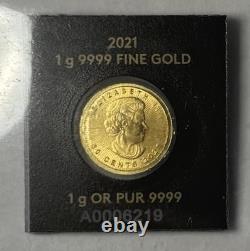 2021 1-gram. 9999 Fine Gold From Royal Canadian Mint -bu-sealed At The Mint
