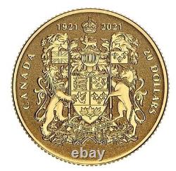 2021 $20 gold coin 100th anniversary of Canada Coat of Arms Queen Elizabeth