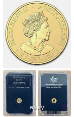 2021 Australia KOALA $2 1/2 Gram 0.5g Gold Mini Money Frosted Coin SMALL GOLD