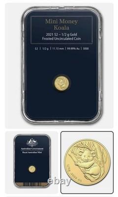 2021 Australia KOALA $2 1/2 Gram 0.5g Gold Mini Money Frosted Coin SMALL GOLD