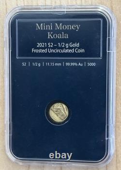 2021 Australia KOALA $2 1/2 Gram 0.5g Gold Mini Money Frosted Coin SMALL GOLD