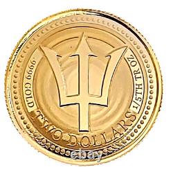 2021 Barbados Gold Trident Coin 1/5 oz Gold. 9999 Gem Bu