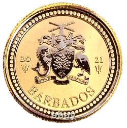 2021 Barbados Gold Trident Coin 1/5 oz Gold. 9999 Gem Bu