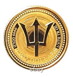 2021 Barbados Gold Trident Coin 1/5 oz Gold. 9999 Gem Bu