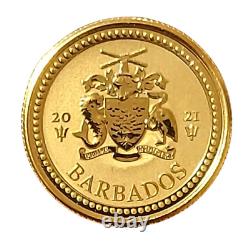 2021 Barbados Gold Trident Coin 1/5 oz Gold. 9999 Gem Bu