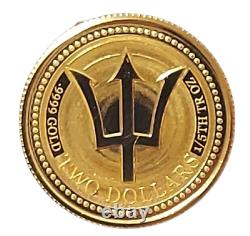 2021 Barbados Gold Trident Coin 1/5 oz Gold. 9999 Gem Bu