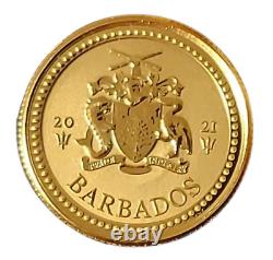 2021 Barbados Gold Trident Coin 1/5 oz Gold. 9999 Gem Bu