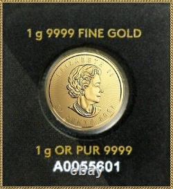 2021 Canada 1 gram 24K Gold Maple Leaf. 9999 Pure Gold-Real Sweet Coin