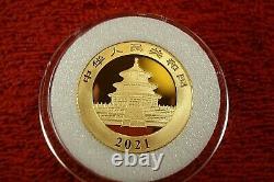 2021 China 3-gram. 999 PURE GOLD Panda BU (Sealed)