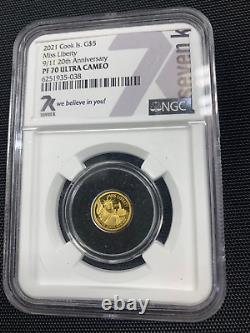 2021 Cook Islands $5 Gold Miss Liberty 9/11 20th Anniversary Coin NGC PF 70 7K