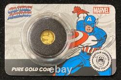 2021 Cook Islands Captain America 80th 0.5g Gold Proof Coin Serial #1/1999
