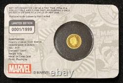 2021 Cook Islands Captain America 80th 0.5g Gold Proof Coin Serial #1/1999