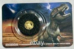 2021 DINOSAURS TYRANNOSAURUS REX. 5 Gram 24 CARAT SOLID GOLD COIN 999 Fine Card