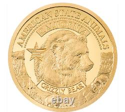 2021 GOLD COOK ISLANDS $5 California Grizzly Bear 1/2 GRAM GOLD COIN NGC PF 70