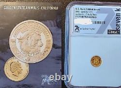 2021 GOLD COOK ISLANDS $5 California Grizzly Bear 1/2 GRAM GOLD COIN NGC PF 70